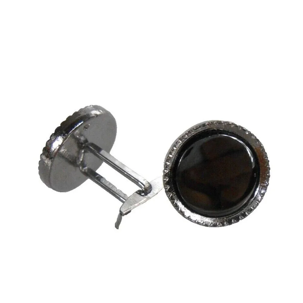 Vintage Grey Silvertone Round Mirror Cuff Links Pat Pending USA Men's Accessory